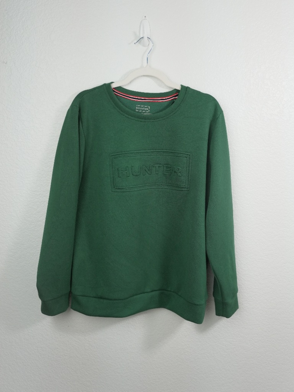 Hunter Women’s Sweatshirt Size XL Green 3D Embossed Logo Crewneck Pullover